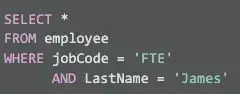 Screenshot of sql query