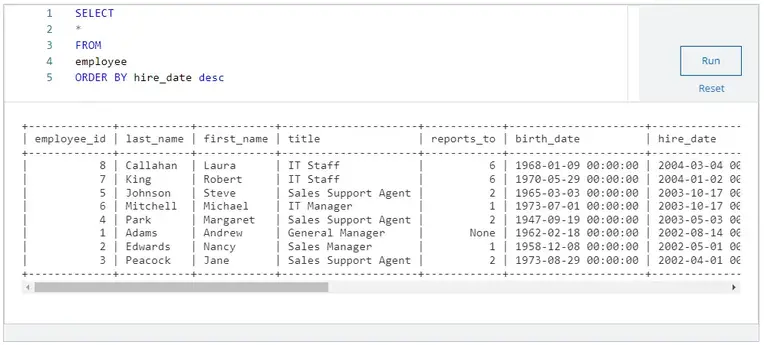 Test knowledge on sorting SQL 2
