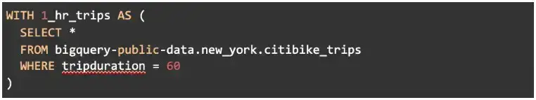 The following SQL query contains information about bike trips: What data will appear in the temporary table created through this query