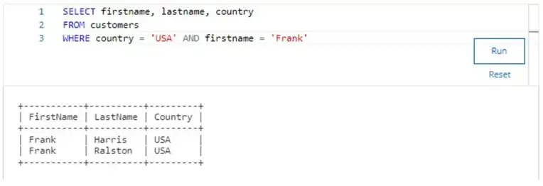 Chinook database - firstname column - Answer