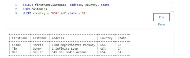 Chinook database - country USA - state CA - Answer