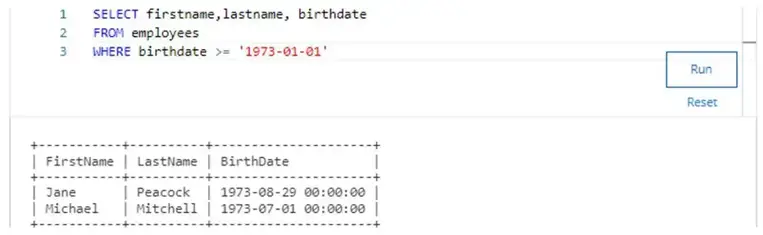 Chinook database - employees birthdate - Answer