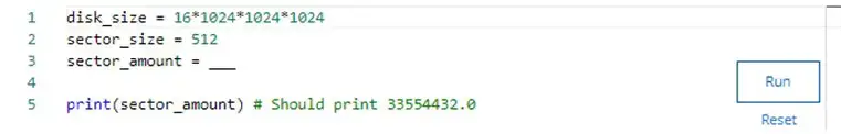 calculate how many sectors a given 16 GB (gigabyte) - Question