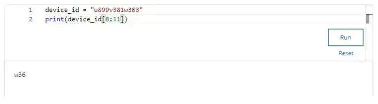 extract the characters with indices of 8, 9, and 10 - Answer