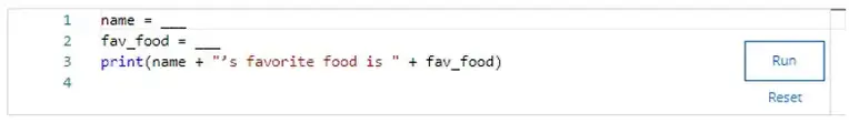Complete the code to output the statement